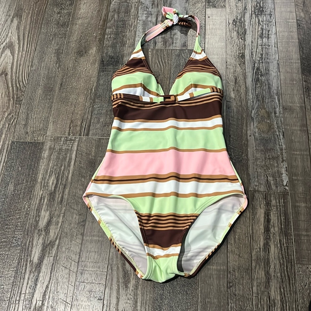 Liquid blue one piece bathing suit